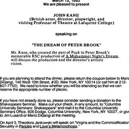 Announcements, 1992-03-13. ...