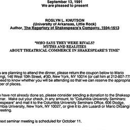 Announcements, 1991-09-13. ...