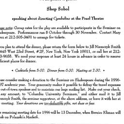 Announcements, 1996-11-01. ...