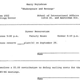 Announcements, 1985-09-20. ...