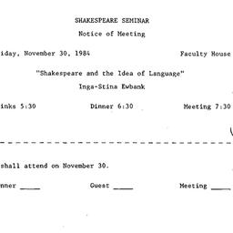 Announcements, 1984-11-30. ...