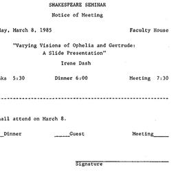 Announcements, 1985-03-08. ...