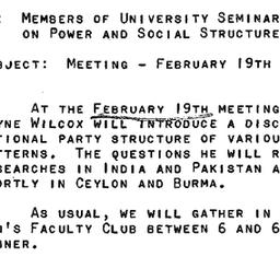 Announcements, 1965-02-19. ...