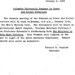 Announcements, 1965-01-11. ...