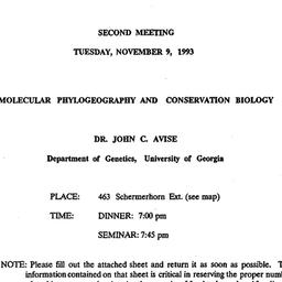 Announcements, 1993-11-09. ...