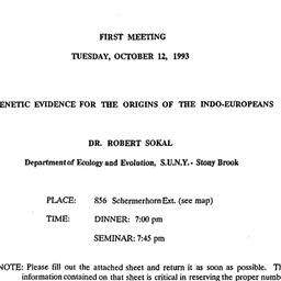 Announcements, 1993-10-12. ...
