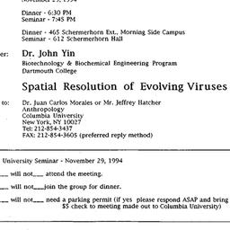 Announcements, 1994-11-29. ...