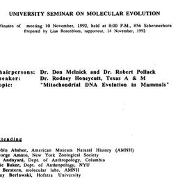 Minutes, 1992-11-10. Molecu...