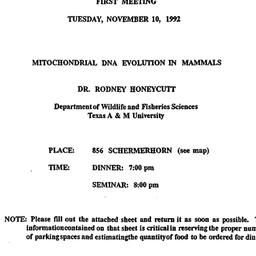 Announcements, 1992-11-10. ...