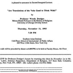 Announcements, 1993-11-11. ...