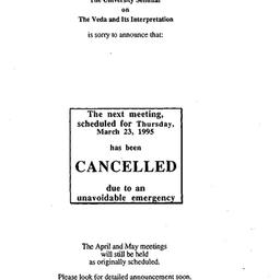 Announcements, 1995-03-23. ...