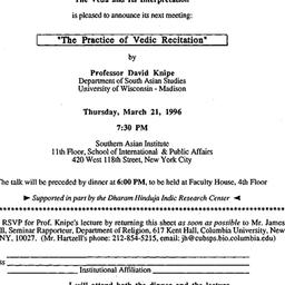 Announcements, 1996-03-21. ...