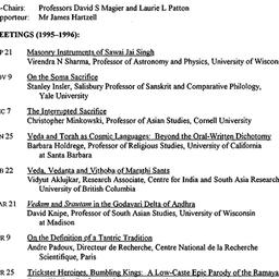 Schedules, Indology, semina...