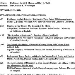 Schedules, Indology, semina...