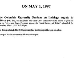 Announcements, 1997-05-01. ...