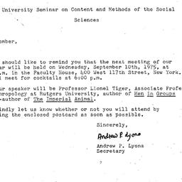 Announcements, 1975-09-10. ...