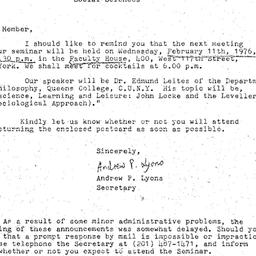 Announcements, 1976-02-11. ...