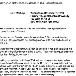 Announcements, 1989-11-08. ...