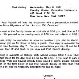 Announcements, 1991-05-08. ...