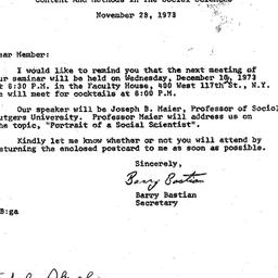 Correspondence, 1973-11-28....