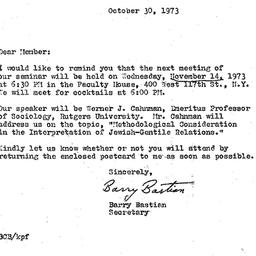 Correspondence, 1973-10-30....