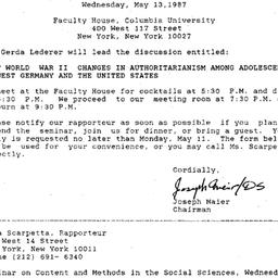 Announcements, 1987-05-13. ...
