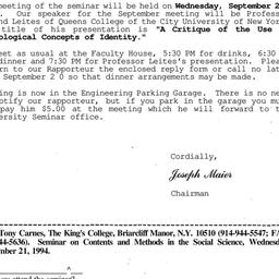 Announcements, 1994-09-21. ...