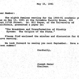 Correspondence, 1981-05-15....