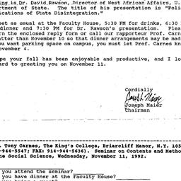 Correspondence, 1992-11-01....