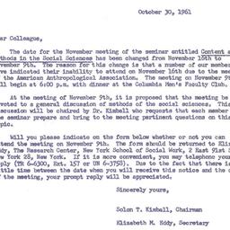 Announcements, 1961-10-30. ...