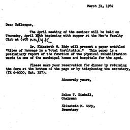 Correspondence, 1962-03-31....