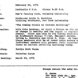 Announcements, 1971-02-24. ...