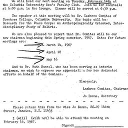Announcements, 1967-02-14. ...
