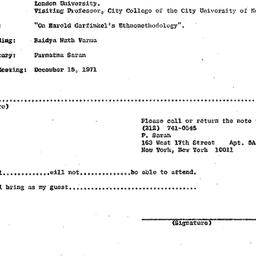 Announcements, 1971-11-17. ...