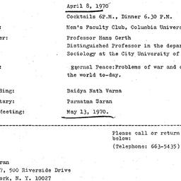 Announcements, 1970-04-08. ...