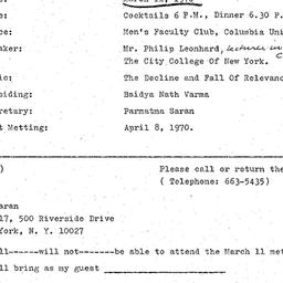 Announcements, 1970-03-11. ...