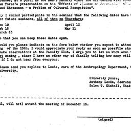 Announcements, 1960-12-15. ...