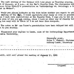 Announcements, 1961-01-06. ...