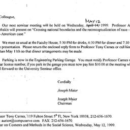 Correspondence, 1999-05-05....