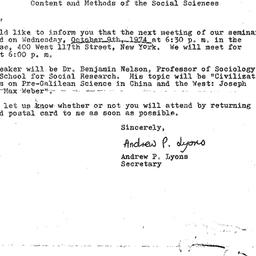 Announcements, 1974-09-21. ...