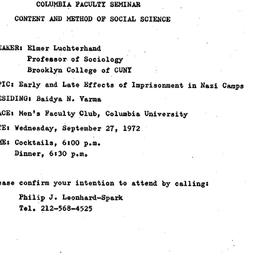 Announcements, 1972-09-27. ...
