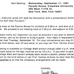 Announcements, 1991-09-11. ...