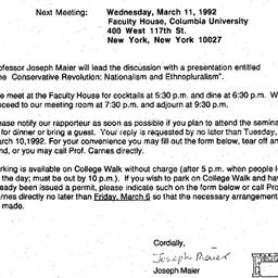 Announcements, 1992-03-11. ...
