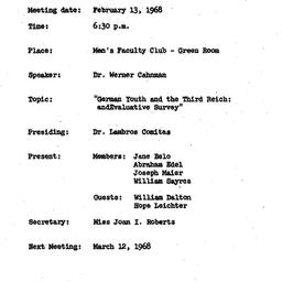 Minutes, 1968-02-13. Conten...