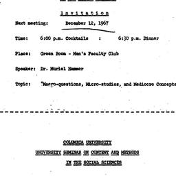 Announcements, 1967-12-12. ...