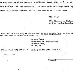 Announcements, 1960-03-18. ...