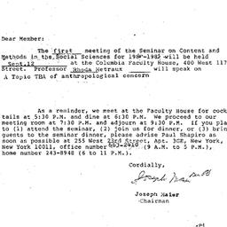 Announcements, 1985-09-12. ...