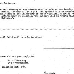 Announcements, 1957-10-11. ...