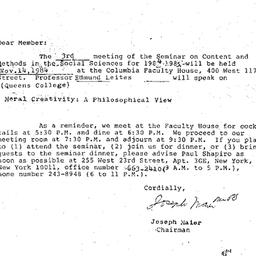 Announcements, 1984-10-09. ...