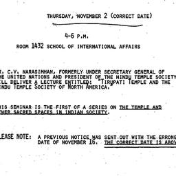 Announcements, 1978-11-02. ...
